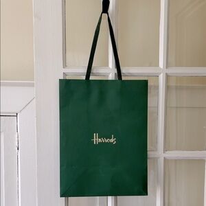 Harrods Dark Green Tote with Gold Logo
